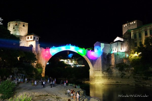 Mostar Bridge Night Lights